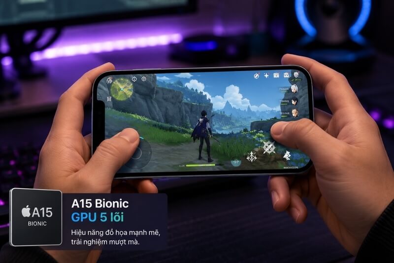 iPhone 14 Plus được trang bị vi xử lý A15 Bionic 5 nhân GPU