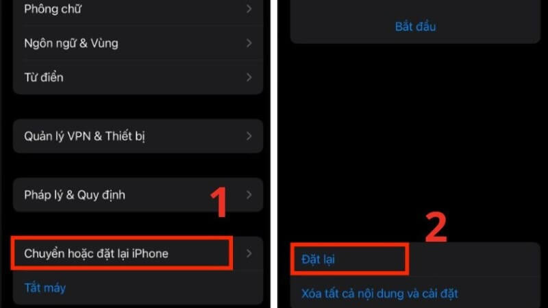reset lại iphhone