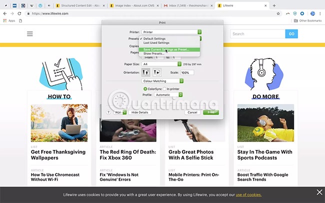 Các preset để in trắng đen trên MacBook 