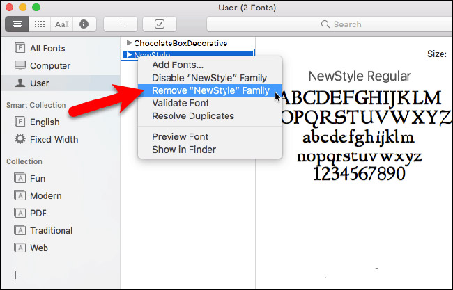 Cách xóa font chữ trên Macbook