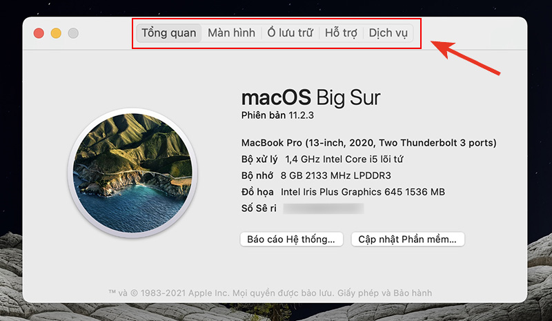 Cách xem cấu hình máy Macbook Air