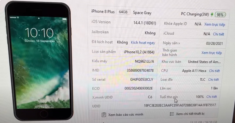 Hướng dẫn cách đọc chỉ số trên 3utools 