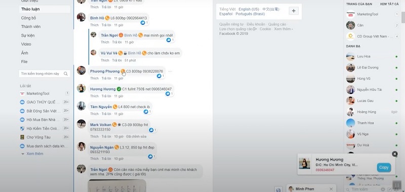 Lấy số điện thoại từ Facebook bằng cách sử dụng tiện ích Marketingtool.top