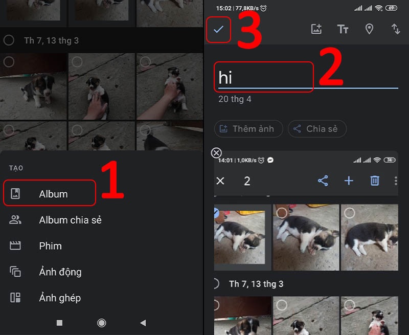 Tạo File ảnh trên điện thoại bằng cách tạo album 