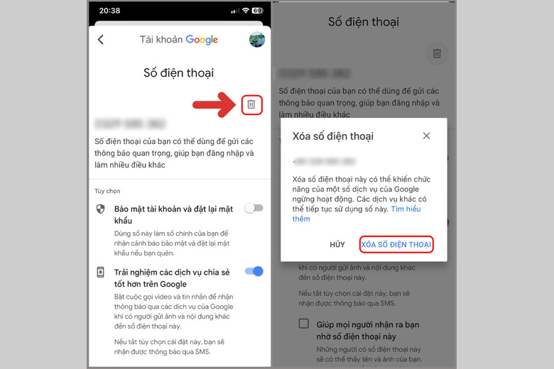 Cách xóa số điện thoại khi đăng ký tài khoản Gmail