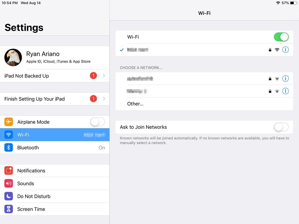 Khắc phục iPad bắt wifi chập chờn do modem Wifi bằng cách đảm bảo iPad kết nối Wifi