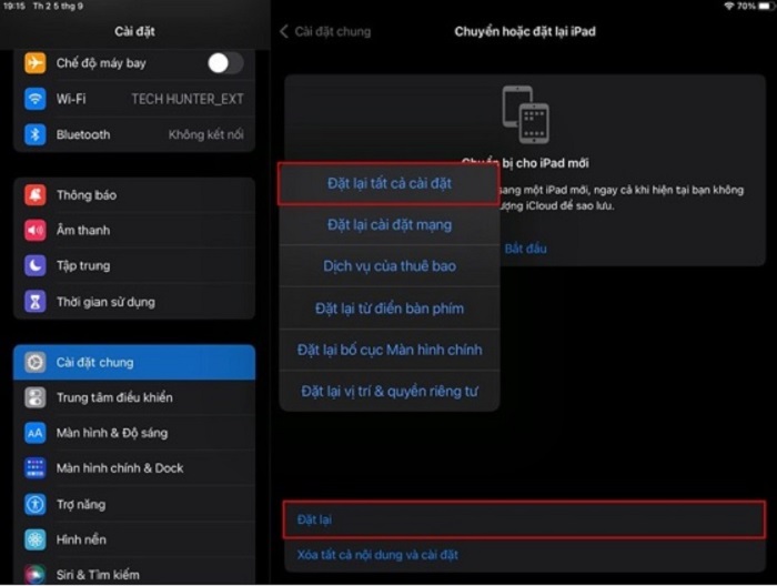 Sửa iPad không kết nối được Wifi bằng cách cài đặt lại tất cả iPad