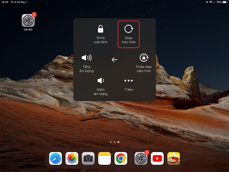Xoay màn hình iPad qua nút Home