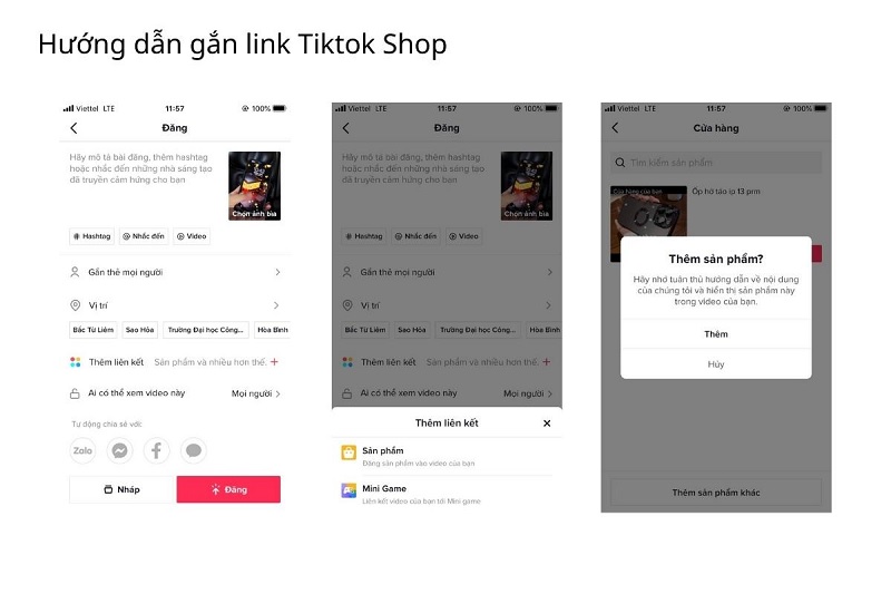 Cách gắn sản phẩm Tiktok vào video Tiktok