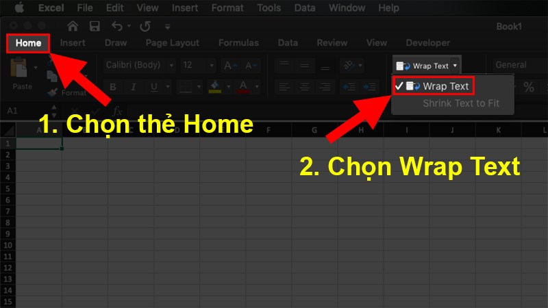 Cách xuống dòng trong 1 ô Excel trên Macbook Sử dụng tổ hợp phím Control + Option + Enter