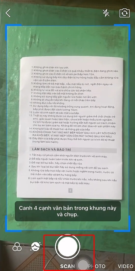 Cách chụp scan trên Zalo bằng điện thoại