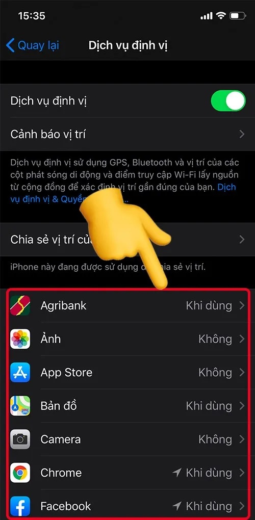 Sử dụng tính năng Quyền riêng tư định vị iPhone của chồng