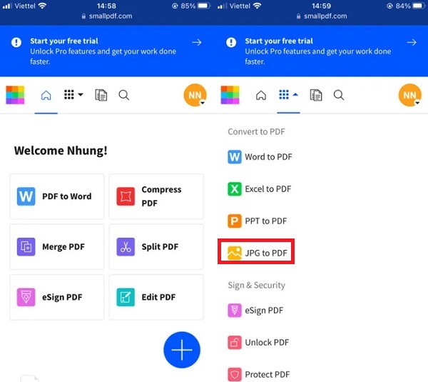 Sử dụng các công cụ Web trực tuyến tạo file PDF từ ảnh trên điện thoại miễn phí