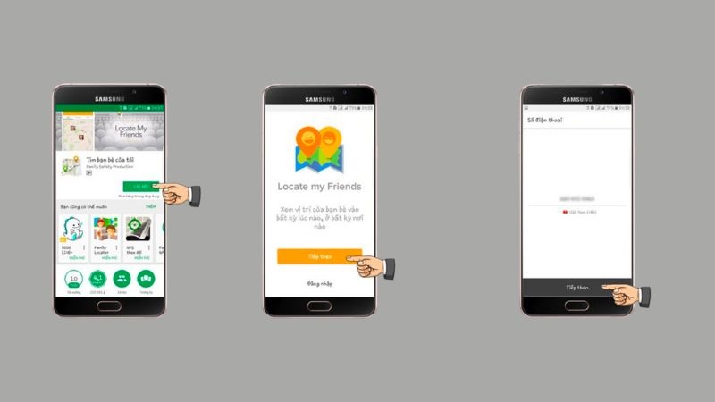 Sử dụng ứng dụng Find My Friend bằng cách cài định vị giữa 2 điện thoại Samsung
