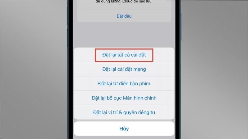 Khắc phục màn hình điện thoại bị chấm xanh bằng cách khôi phục cài đặt gốc