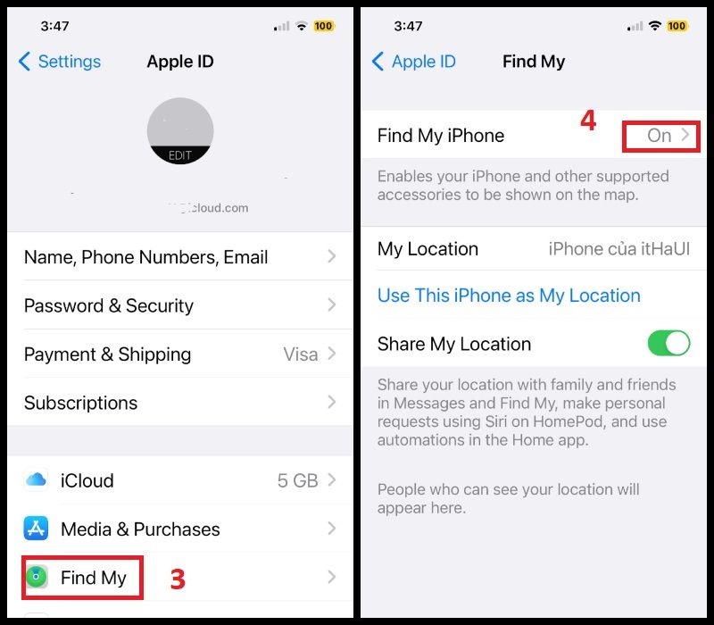 Cách tìm điện thoại bị mất khi tắt nguồn trên thiết bị iPhone