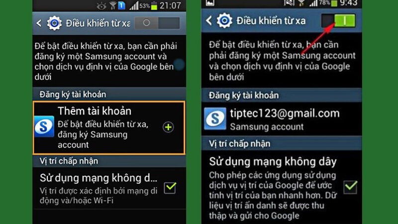 Hướng dẫn tìm điện thoại Samsung bị mất bằng Gmail bằng tính năng định vị 2 máy Samsung 