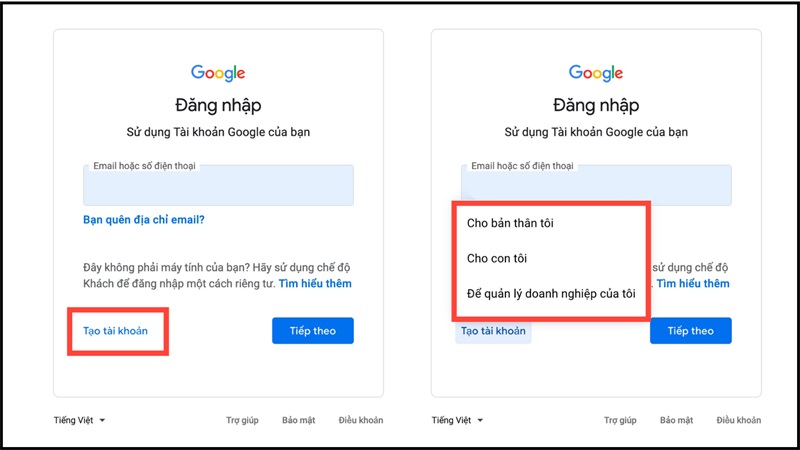 Đăng kí, tạo nhiều Gmail bằng 1 số điện thoại