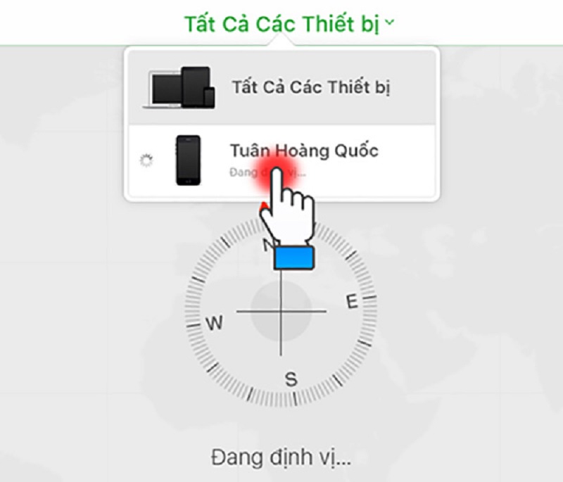 Chọn iPhone bạn muốn khóa từ danh sách thiết bị để tiến hành bảo vệ từ xa.