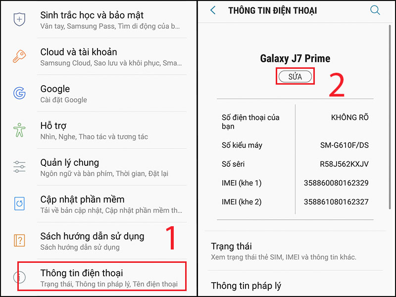 Cách đổi tên điện thoại Samsung