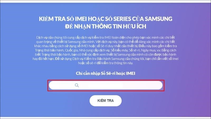 Cách kiểm tra thời gian bảo hành điện thoại Samsung bằng IMEI