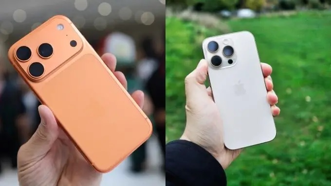 iPhone 17 Pro và iPhone 16 Pro qua camera