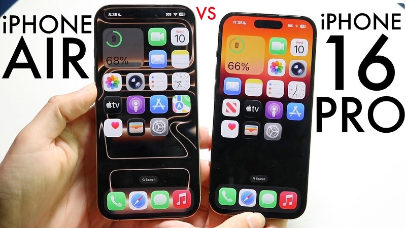 So sánh iPhone Air và iPhone 16 Pro qua màn hình