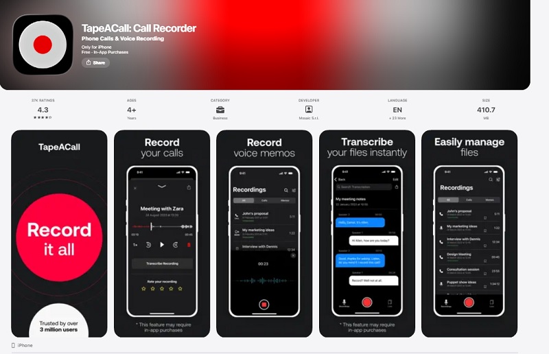 TapeACall Pro - Phần mềm ghi âm cuộc gọi trên iPhone