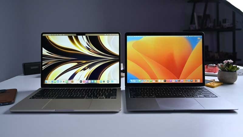 So sánh MacBook Air M2 và MacBook Air M1 qua màn hình