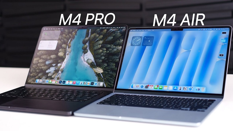 So sánh MacBook Air M4 và MacBook Pro M4 qua màn hình