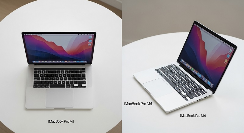So sánh Macbook Pro M4 và Macbook Pro M1 qua màn hình