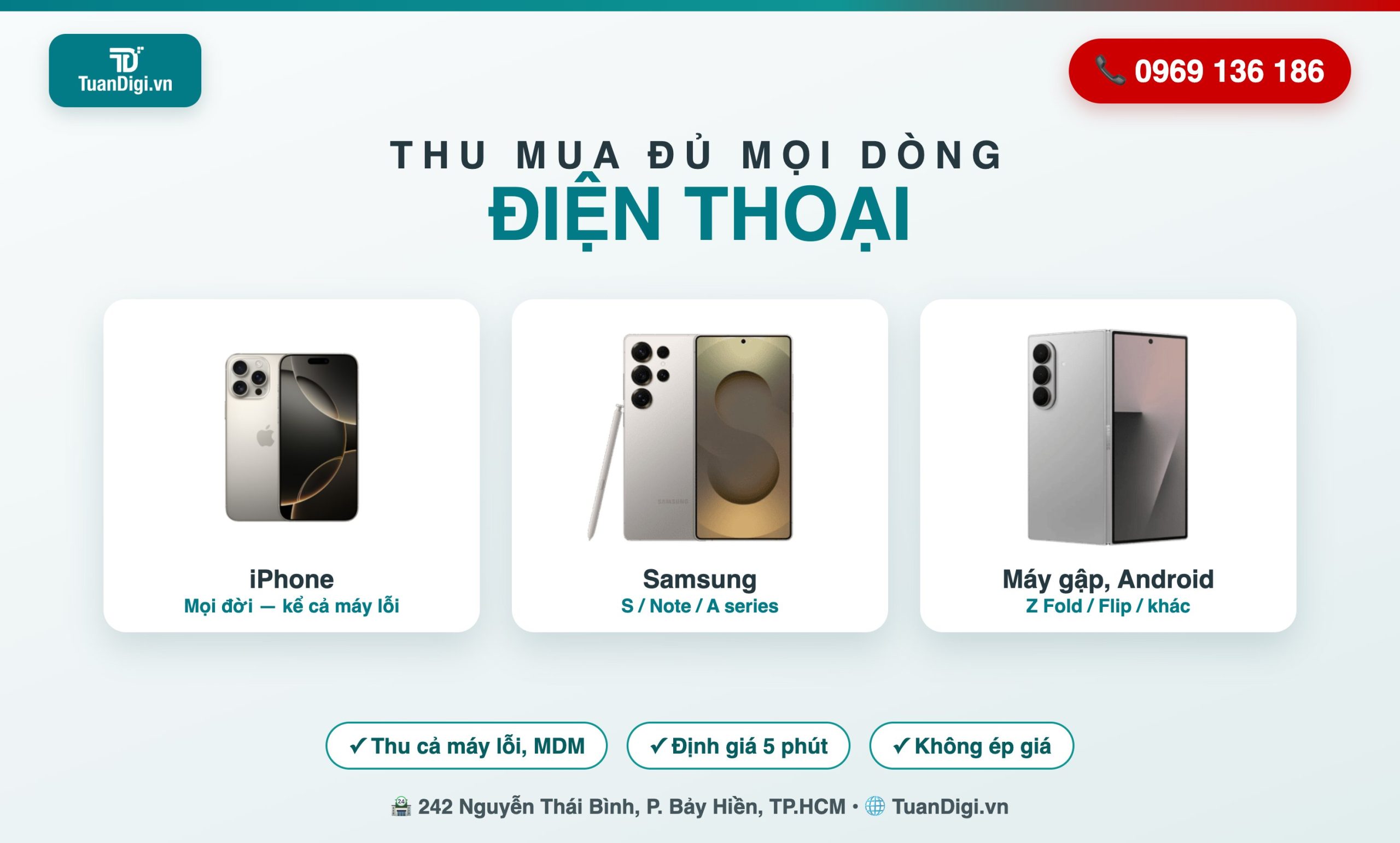 Các dòng điện thoại thu mua - TuanDigi Các dòng điện thoại TuanDigi thu mua: iPhone, Samsung, Android - TP.HCM