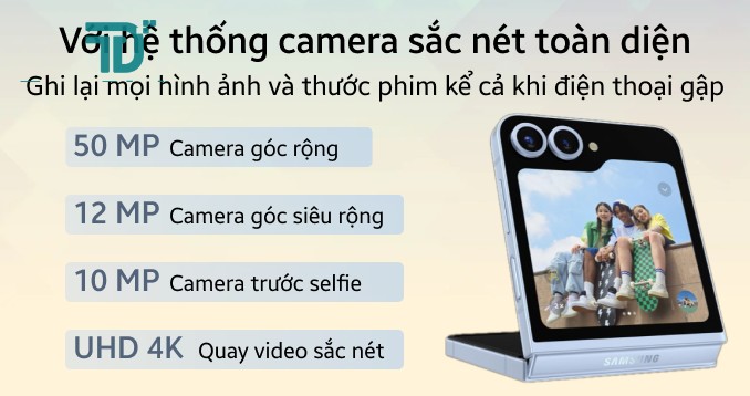 Camera Samsung Galaxy Z Flip6 50MP zoom quang 2x - TuanDigi