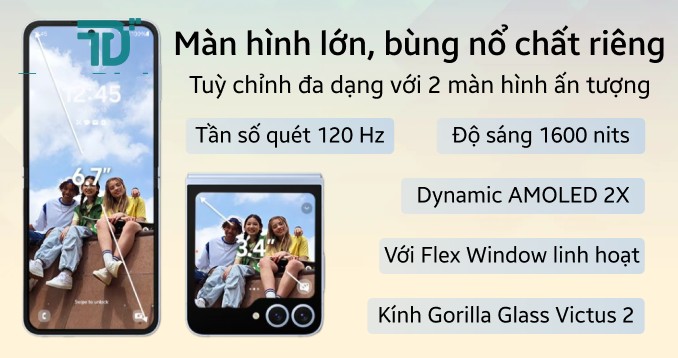 Màn hình Samsung Galaxy Z Flip6 gập 6.7 inch 120Hz - TuanDigi